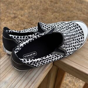 Coach Monogram Black and White Slip-Ons